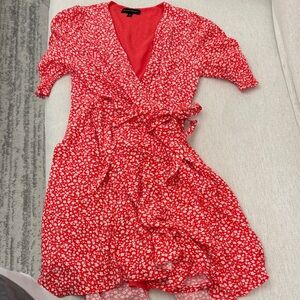 Banana Republic Red and White Floral Midi Dress